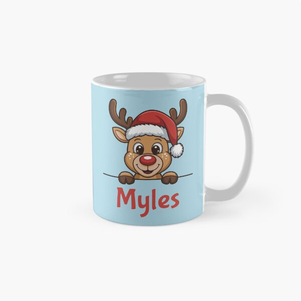 Item preview, Myles Cute Christmas Reindeer Graphic with Santa Hat | Personalized Holiday Gift Idea designed and sold by 89BLACK.