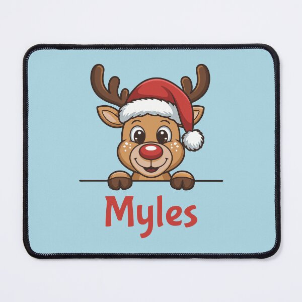 Item preview, Myles Cute Christmas Reindeer Graphic with Santa Hat | Personalized Holiday Gift Idea designed and sold by 89BLACK.