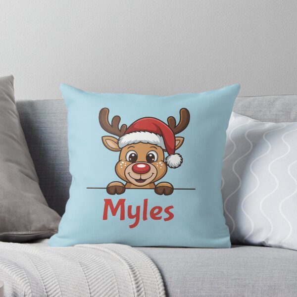 Item preview, Myles Cute Christmas Reindeer Graphic with Santa Hat | Personalized Holiday Gift Idea designed and sold by 89BLACK.