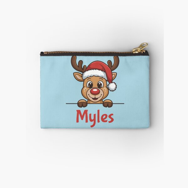 Item preview, Myles Cute Christmas Reindeer Graphic with Santa Hat | Personalized Holiday Gift Idea designed and sold by 89BLACK.