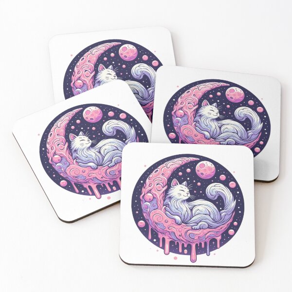 Item preview, Cosmic Moon Cat Pastel Galaxy Art designed and sold by BigBlueArt.
