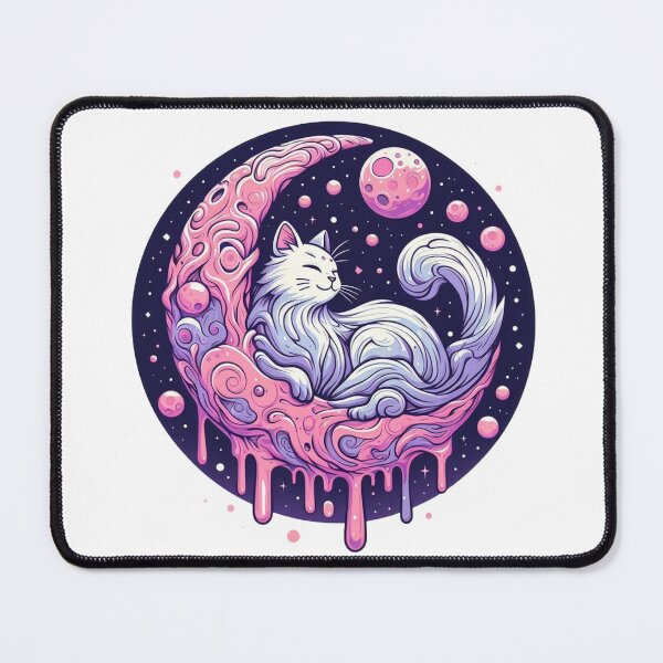 Item preview, Cosmic Moon Cat Pastel Galaxy Art designed and sold by BigBlueArt.