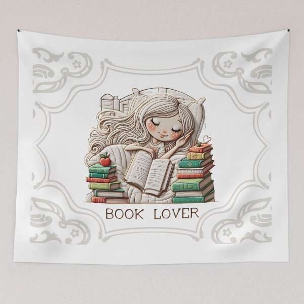 Item preview, Book Lover Blanket – bookworm. Cute Reading Girl with Books designed and sold by Alkymias.