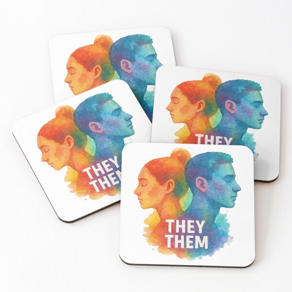 Item preview, They Them Pronouns LGBTQ+ Nonbinary Rainbow Watercolor Design designed and sold by Madeline Binder Art & Design.