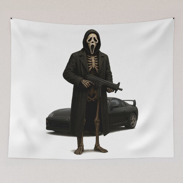 Item preview, Ghostface Skeleton with Supra — Gothic Streetwear Art designed and sold by FUIRY .