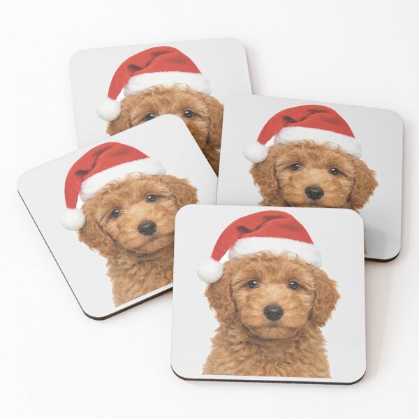 Item preview, Christmas dog: Brown poodle wearing a Santa hat – Merry Christmas designed and sold by DAGHO.