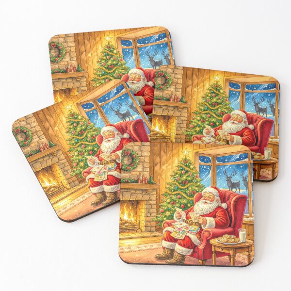 Item preview, Santa Reading Letters from Children in Cosy Lounge With Reindeer in Field designed and sold by acceleratorhams.