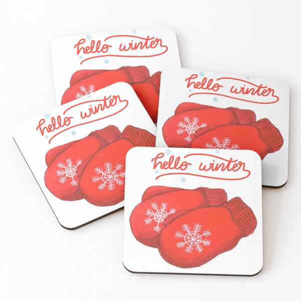 Item preview, Hello Winter Red Mittens Illustration designed and sold by AchraffPrint.