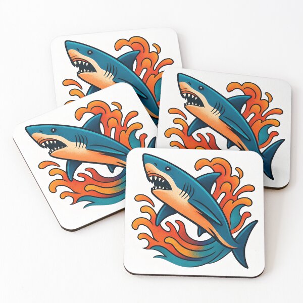 Item preview, Shark Splash Retro Ocean Illustration designed and sold by Amr Siam.