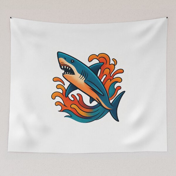 Item preview, Shark Splash Retro Ocean Illustration designed and sold by Amr Siam.