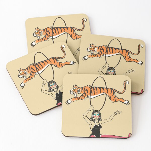 Item preview, Circus girl with tiger traditional tattoo designed and sold by Ukemonkey.