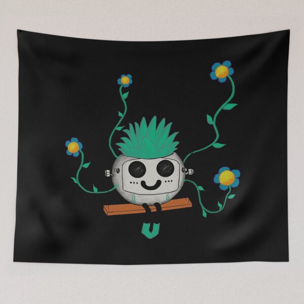Item preview, Cute robot with flowers designed and sold by Catherine Elliott Art.