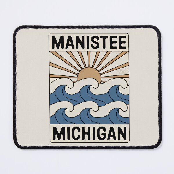Item preview, Manistee Michigan - Retro Sunset Sign designed and sold by TheOldMittenIllustrated.