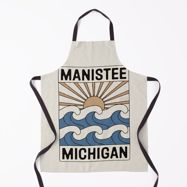Item preview, Manistee Michigan - Retro Sunset Sign designed and sold by TheOldMittenIllustrated.