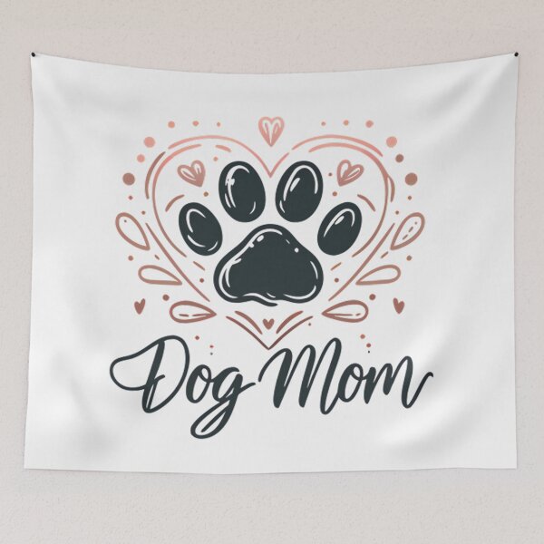 Aperçu de l'œuvre T-shirt à motif floral cœur et empreintes de pattes de chien pour maman de chien créée et vendue par DrawDrip.