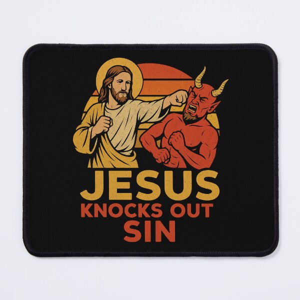 Item preview, Jesus Knocks Out Sin T-Shirt – Retro Christian Boxing Graphic Tee designed and sold by Christian Victory.