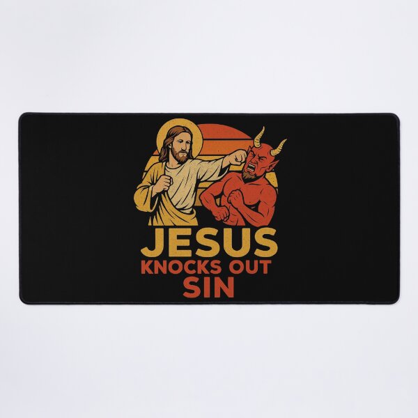 Item preview, Jesus Knocks Out Sin T-Shirt – Retro Christian Boxing Graphic Tee designed and sold by christiantkd.
