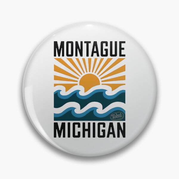 Item preview, Montague Michigan - Retro Sunset Sign designed and sold by TheOldMittenIllustrated.