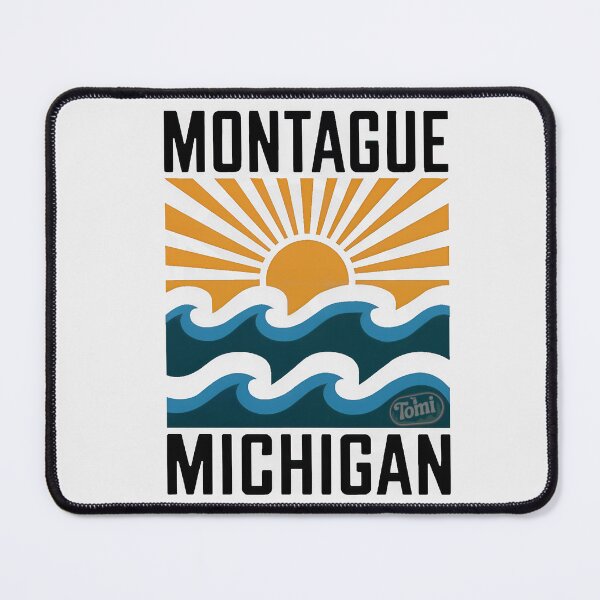 Item preview, Montague Michigan - Retro Sunset Sign designed and sold by TheOldMittenIllustrated.