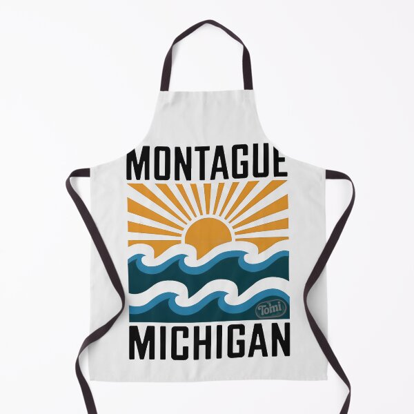 Item preview, Montague Michigan - Retro Sunset Sign designed and sold by TheOldMittenIllustrated.