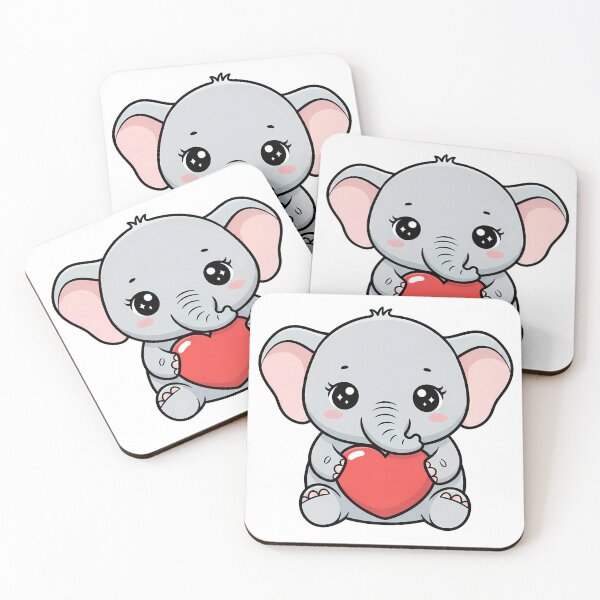 Item preview, Cute Kawaii Elephant Holding Heart Cartoon Illustration designed and sold by Cute Stickers Machine.
