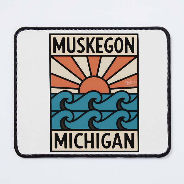 Item preview, Muskegon Michigan - Retro Sunset Sign designed and sold by TheOldMittenIllustrated.