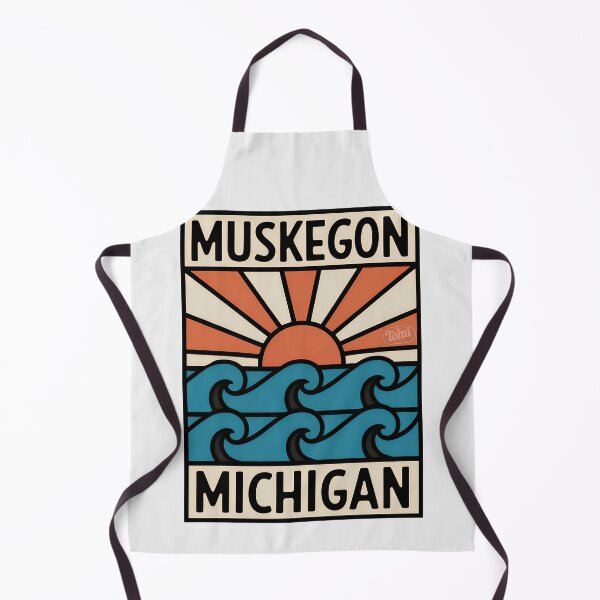 Item preview, Muskegon Michigan - Retro Sunset Sign designed and sold by TheOldMittenIllustrated.