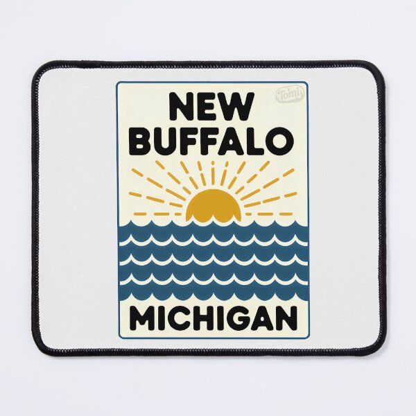 Item preview, New Buffalo Michigan - Retro Sunset Sign designed and sold by TheOldMittenIllustrated.