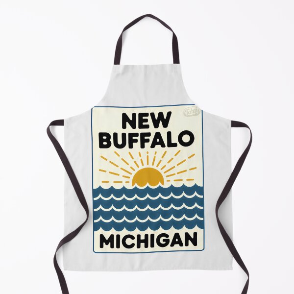 Item preview, New Buffalo Michigan - Retro Sunset Sign designed and sold by TheOldMittenIllustrated.