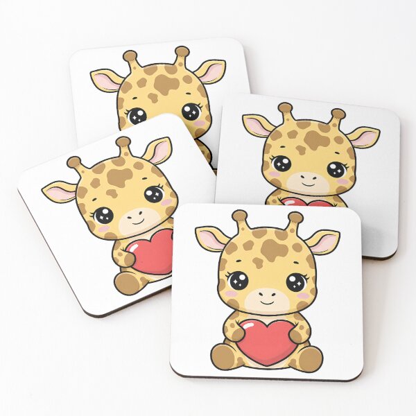 Item preview, Cute Kawaii Giraffe Holding Heart Cartoon Illustration designed and sold by Cute Stickers Machine.