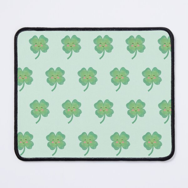 Item preview, happy smiling cute four leaf clover green pattern designed and sold by winterpumpkin.