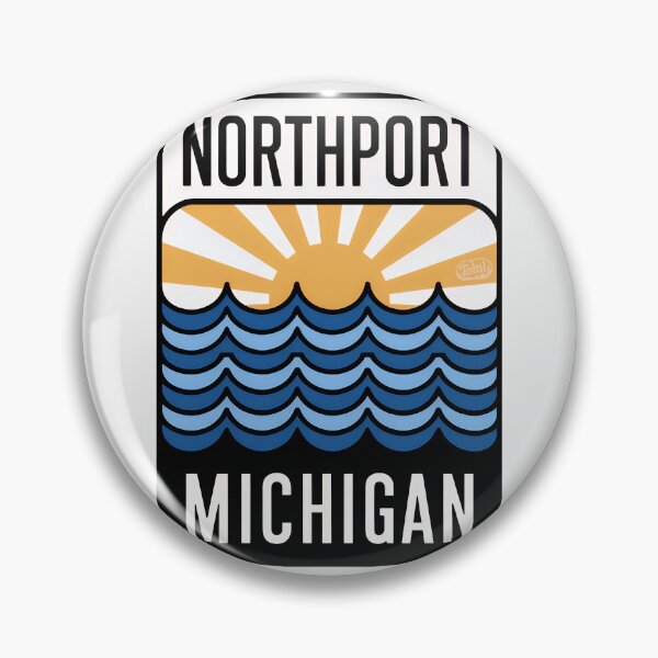 Item preview, Northport Michigan - Retro Sunset Sign designed and sold by TheOldMittenIllustrated.