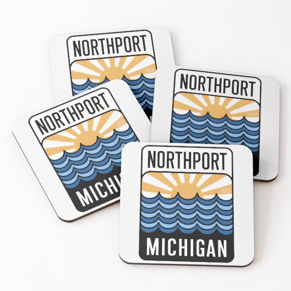 Item preview, Northport Michigan - Retro Sunset Sign designed and sold by TheOldMittenIllustrated.
