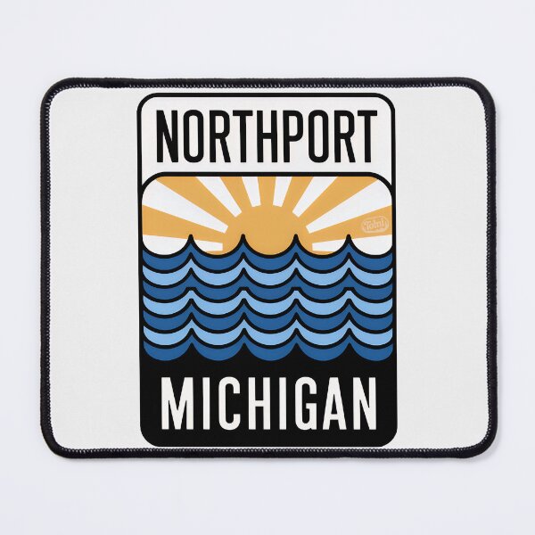 Item preview, Northport Michigan - Retro Sunset Sign designed and sold by TheOldMittenIllustrated.
