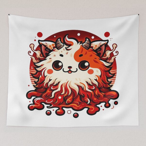 Item preview, Kawaii Demon Cat Fluffy Yokai Art designed and sold by BigBlueArt.