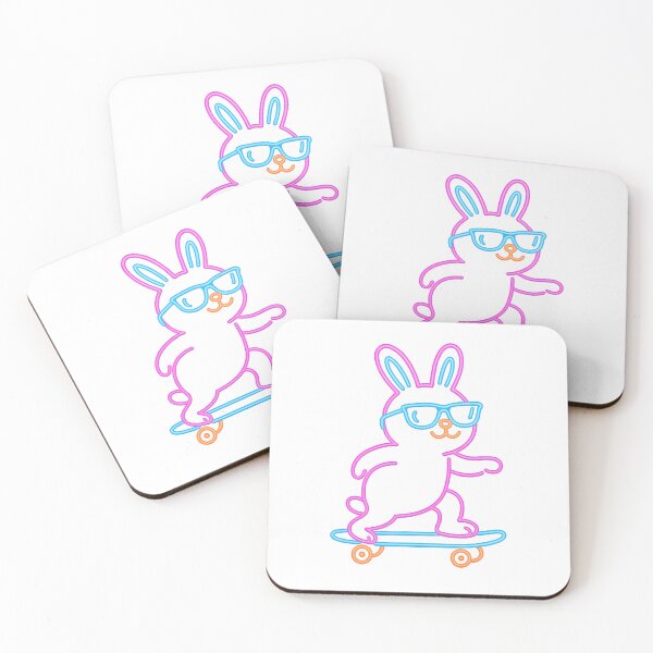 Item preview, Neon Bunny on Roller Skates — Cute Vibrant Illustration designed and sold by UmniTok.