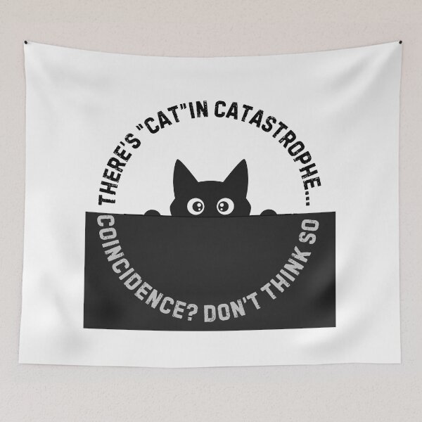 Item preview, Cat in Catastrophe – Peeking Black Cat Sarcasm Pun designed and sold by Panoramax.