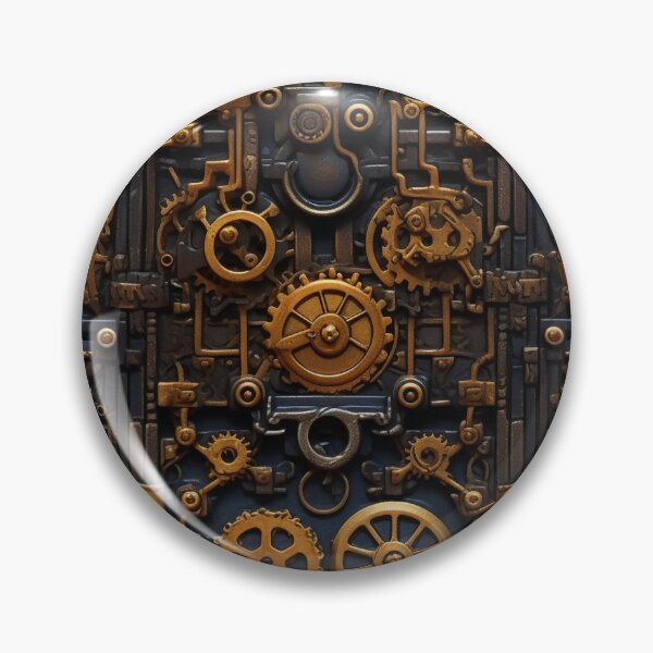 Item preview, Steampunk Pattern — Brass Gears Grid with Pipes & Valves designed and sold by EclecticArts.