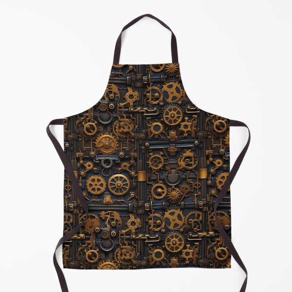 Item preview, Steampunk Pattern — Brass Gears Grid with Pipes & Valves designed and sold by EclecticArts.