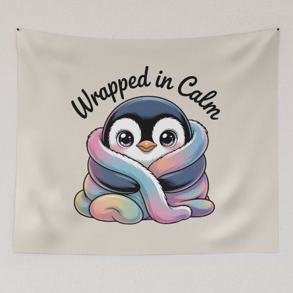 Item preview, Peaceful Penguin in Pastel Blanket – Ultra Cute Cozy Aesthetic Artwork designed and sold by SoftyDesigns.