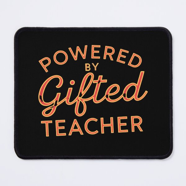 Item preview, Powered by gifted teacher - neon on black design designed and sold by Happyhoo1.