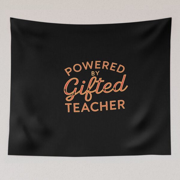 Item preview, Powered by gifted teacher - neon on black design designed and sold by Happyhoo1.