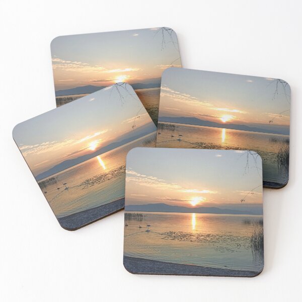 Item preview, Golden sunset on the North Macedonian lake designed and sold by TheArtofHeart.