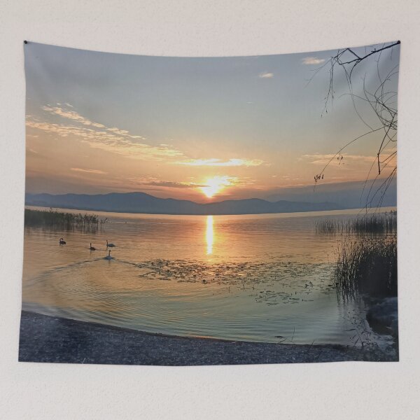 Item preview, Golden sunset on the North Macedonian lake designed and sold by TheArtofHeart.