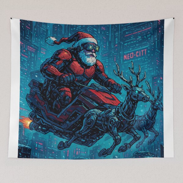 Item preview, cyberpunk Santa designed and sold by MoreDeo.