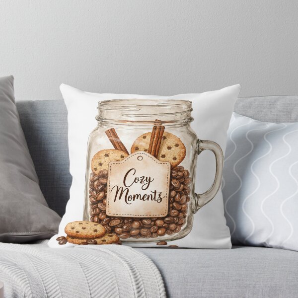 Item preview, Cozy moments with cookies and coffee in a clear jar on a wooden table designed and sold by SpaceartLilu.