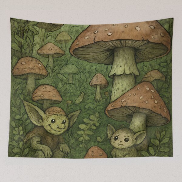 Item preview, Goblins among the mushrooms. designed and sold by MyHappyArtShop.