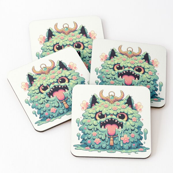 Aperçu de l'œuvre Chat slime kawaii Art floral yokai créée et vendue par BigBlueArt.