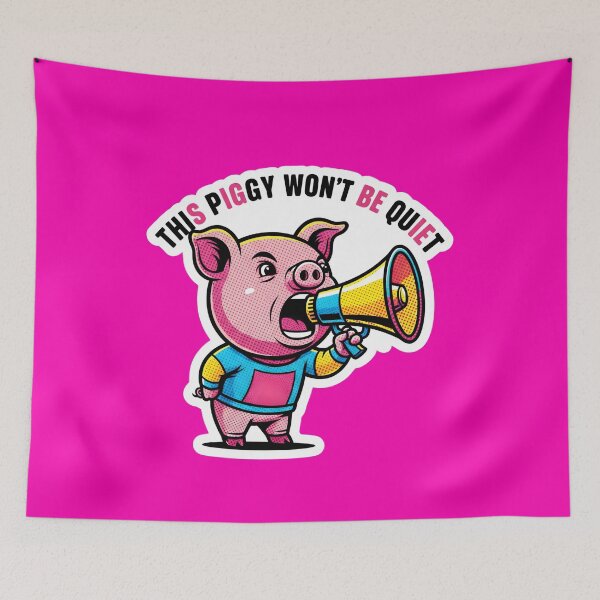 Item preview, This Piggy Won't Be Quiet! Pop Art Megaphone Mascot designed and sold by damelinen.