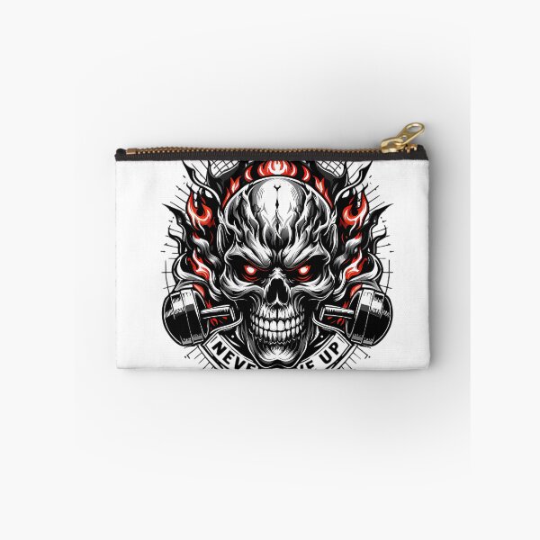 Item preview, Never Give Up Power Skull Flames Motivational Design designed and sold by DrawDrip.